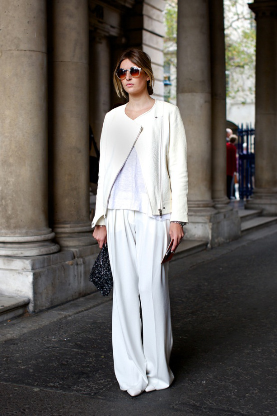 eetstyle-ss-spring-summer-2013-fall-whites-all-white-look-moto-jacket-white-tee-tshirt-wide-leg-pants-clutch-round-sunglasses-minimal-chic-simple-watch-via-vog