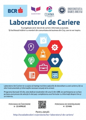 UBB in parteneriat cu BCR si Scoala de Valori organizeaza „Laboratorul de cariera”
