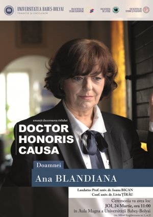 Doctor Honoris Causa pentru scriitoarea Ana Blandiana