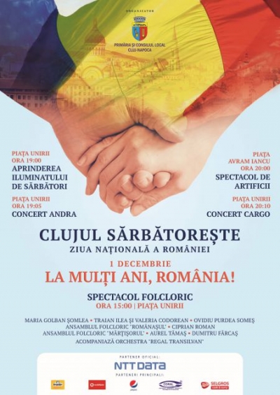 Programul de 1 Decembrie 2017 – Clujul sarbatoreste Ziua Nationala a Romaniei cu mult fast